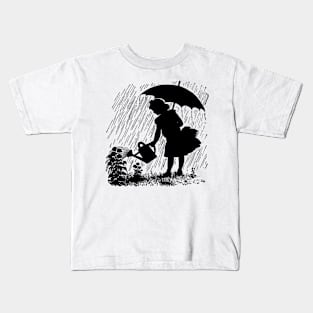 RAIN GIRL AND PLANT Kids T-Shirt